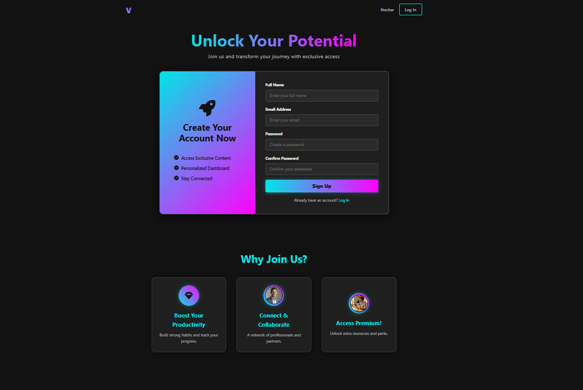معاينة قالب SignUp لصفحات الهبوط