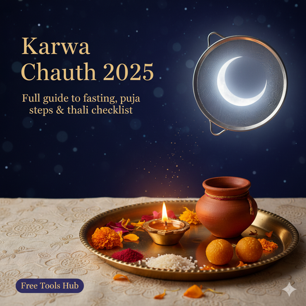 Karwa Chauth 2025: Full Guide to Fasting, Puja Steps & Thali Checklist (+ Free Tools)